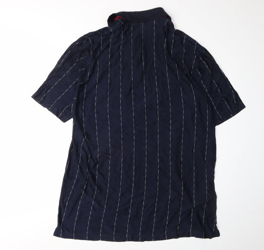 Falabella Men's Blue 2XL Striped Polo Shirt