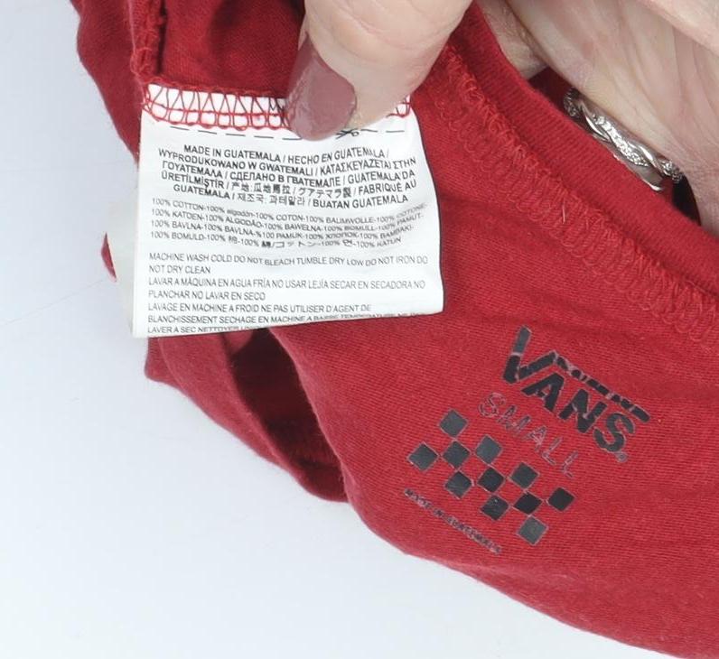 Vans Boys Red Graphic T-Shirt S Casual Skateboarding Style