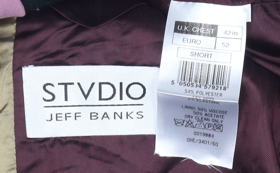 Mens UK Size 42 Jeff Banks Regular Black Suit Jacket