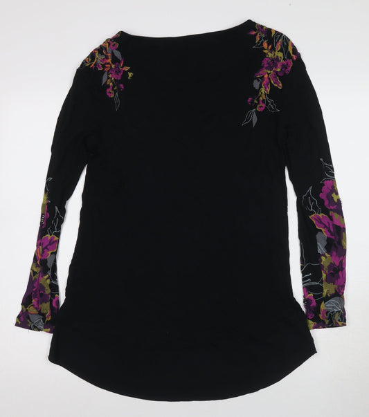 Marks and Spencer Women's Black Floral Embroidered Shift Dress Size 12