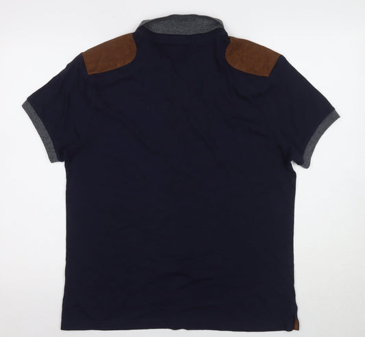 River Island Men's Blue Polo, L - Short Sleeve, Casual