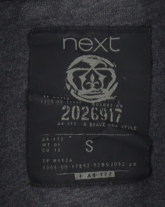 Next Men's Grey Cotton Hooded Pullover Jumper, Size S