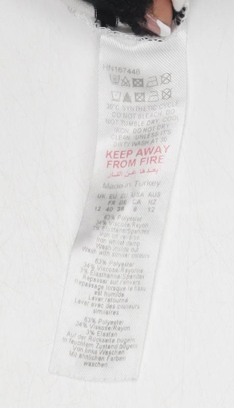 Boohoo Womens White Striped Long Sleeve Mock Neck T-Shirt