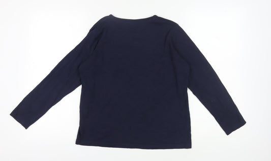 ISLE Women's Blue Christmas T-Shirt M Long Sleeve