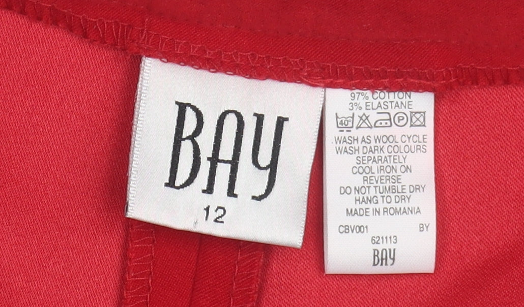 Womens UK Size 12 Bay Regular Fit Straight Red Trousers