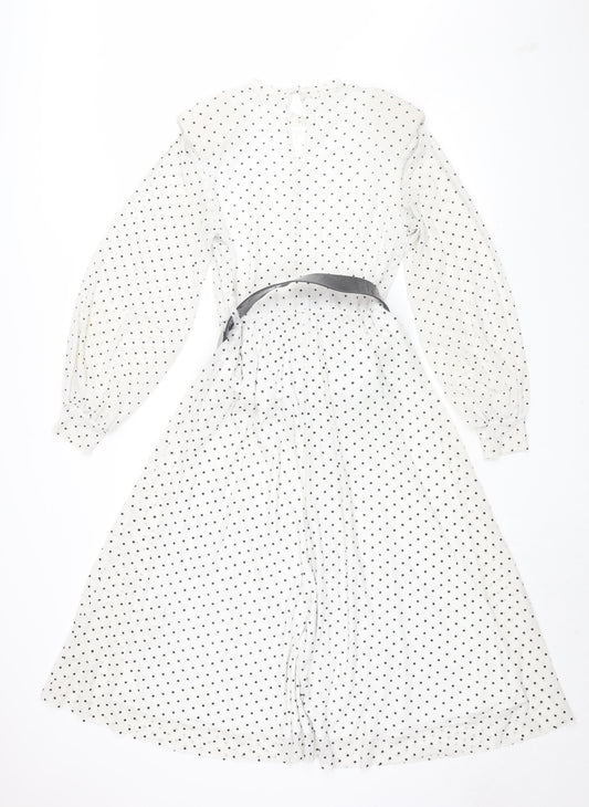 Reserved Women's White Polka Dot A-Line Dress XS