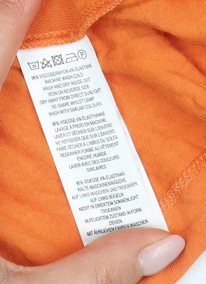 French Connection Women's Orange High Neck Long Sleeve Top