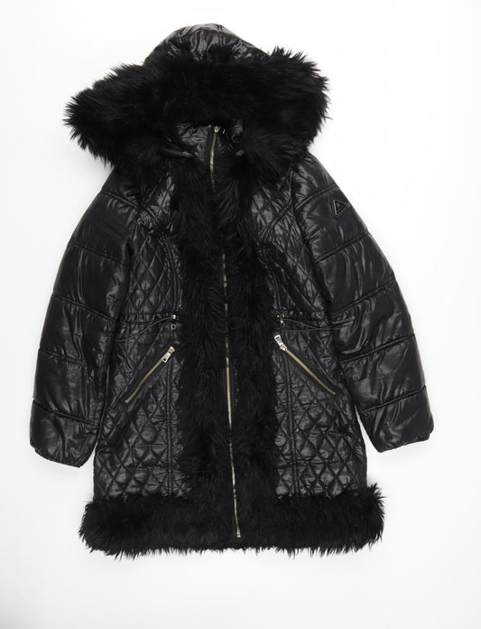 Womens UK Size 10 River Island Black Quilted Coat