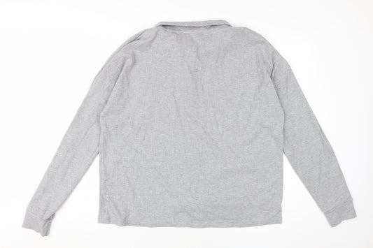 Boohoo Unisex Grey Button-Up Long Sleeve Top