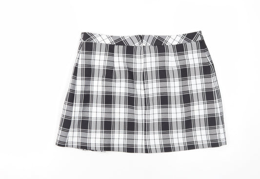Miss Selfridge Petite Black Plaid Short Pleated Skirt 12