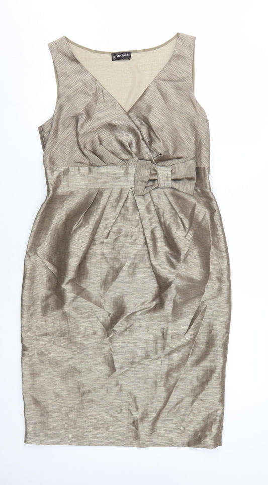 Additional front view of Principles Women's Beige Sleeveless Sheath Dress, size 12
