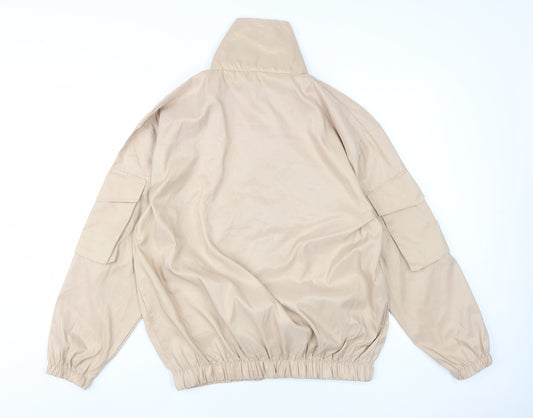 boohoo Women's Beige Basic Jacket L Casual Zip Lightweight