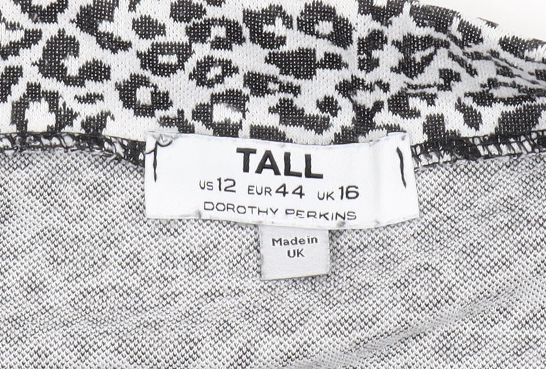 Dorothy Perkins Women's Grey Animal Print Skirt Size 16
