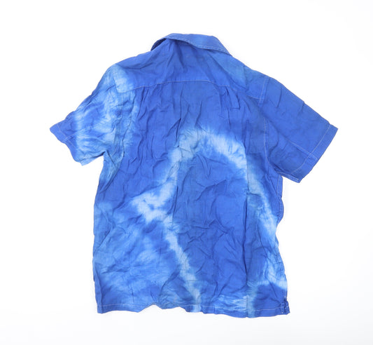 Jasper Conran Blue Unisex Linen Button-Up Shirt, S, Casual