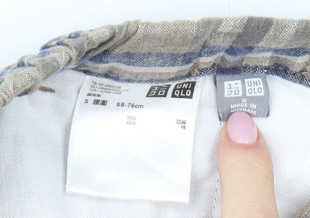 UNIQLO Men's Beige Blue Plaid Chino Shorts S