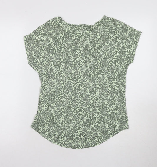 Lands' End Women's Green Floral T-Shirt Size 8