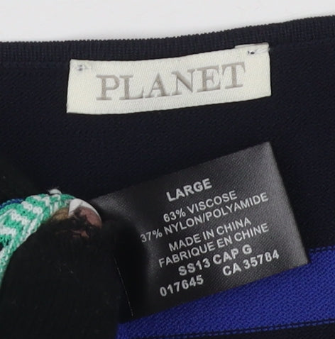 Womens UK Size L Planet Blue Basic T-Shirt