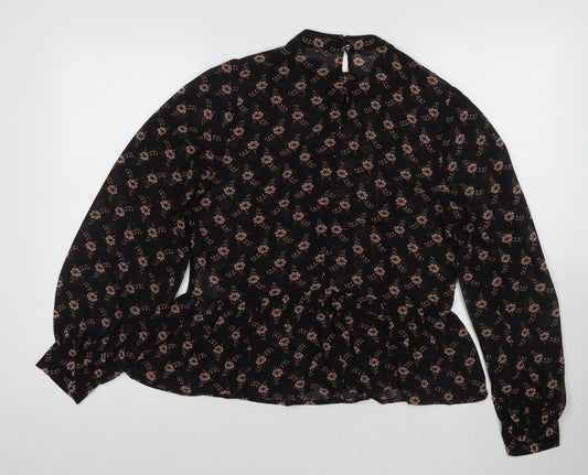 Womens UK Size 10 VILA Black Tunic Blouse