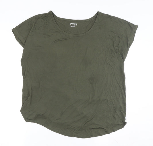Womens UK Size M Lands' End Green Basic T-Shirt