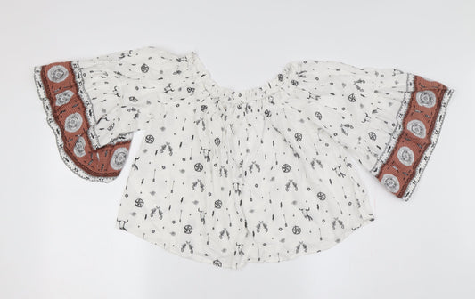 Womens UK Size L Mango White Bohemian Blouse