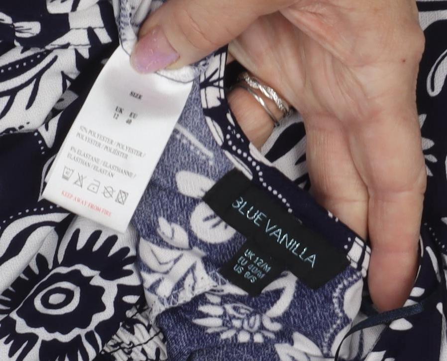 Blue Vanilla Womens Floral Midi Dress, Size 12, A-Line