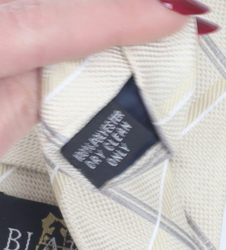 Mens Blakes Beige Plaids & Checks 100% Silk Tie