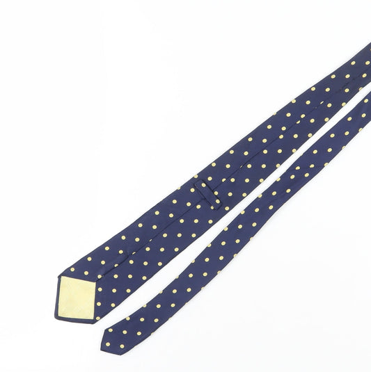 TM Lewin Men's Blue Silk Polka Dot Tie Handmade