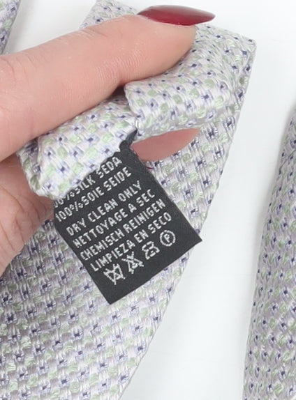 Mens Tie Rack Grey Geometric 100% Silk Slim Tie