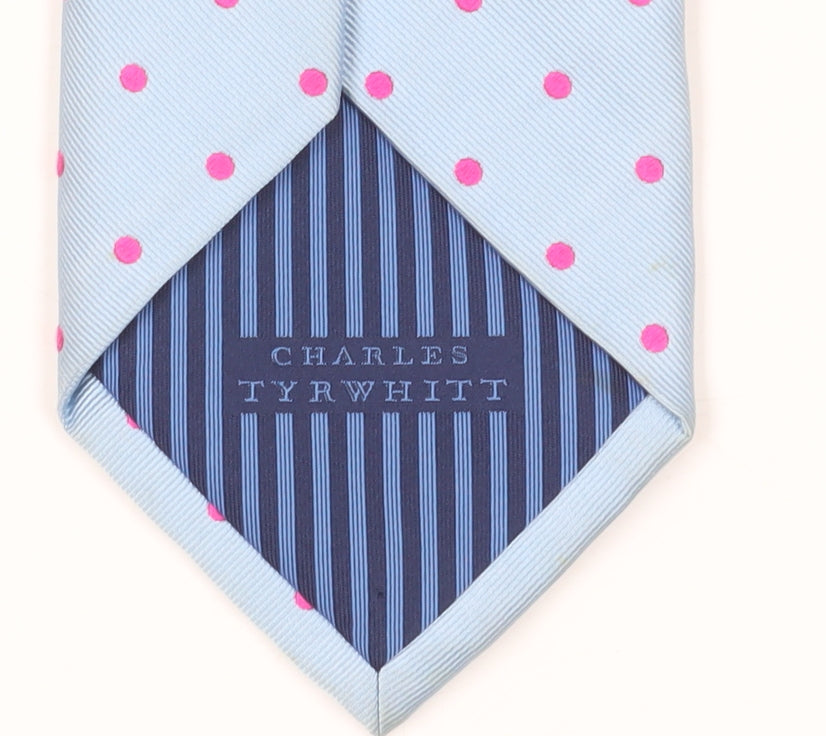 Mens Charles Tyrwhitt Blue Polka Dot 100% Silk Tie