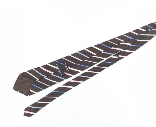St. George Mens Brown Striped Silk Tie