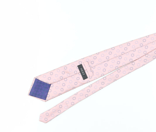 Next Men's Pink Silk Polka Dot Tie