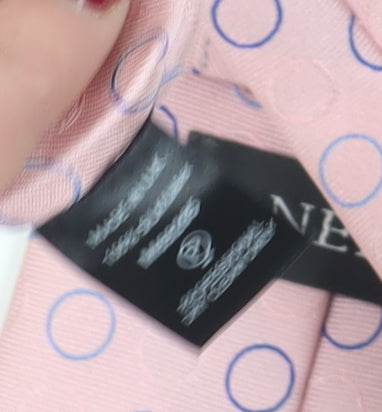 Mens NEXT Pink Polka Dot 100% Silk Tie