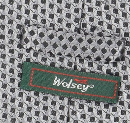 Wolsey Men's Grey Silk Geometric Tie, One Size