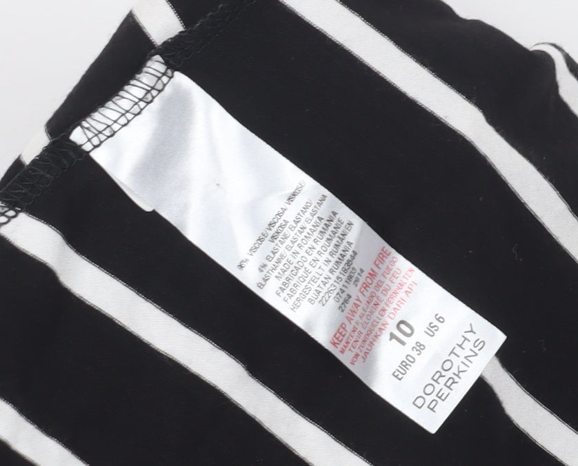 Dorothy Perkins Women's Black Striped Shift Dress, Size 10