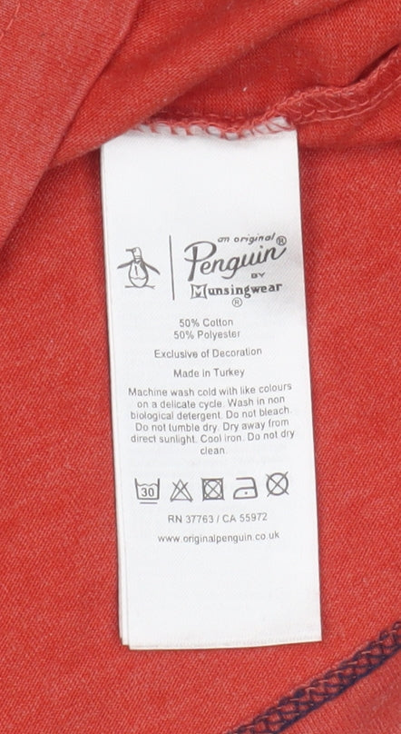 Original Penguin Men's Red T-Shirt Size S with Logo