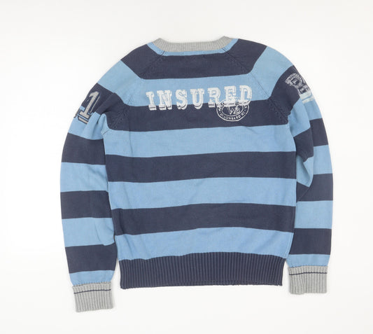 Jack & Jones Men's Blue Striped Pullover Knit Jumper