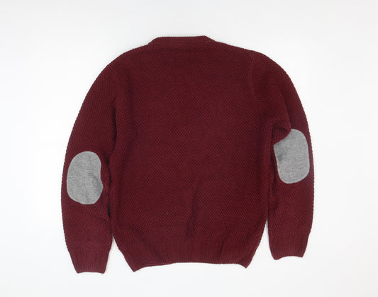 Bellfield Men's Red Medium Crew Knit Pullover Jumper