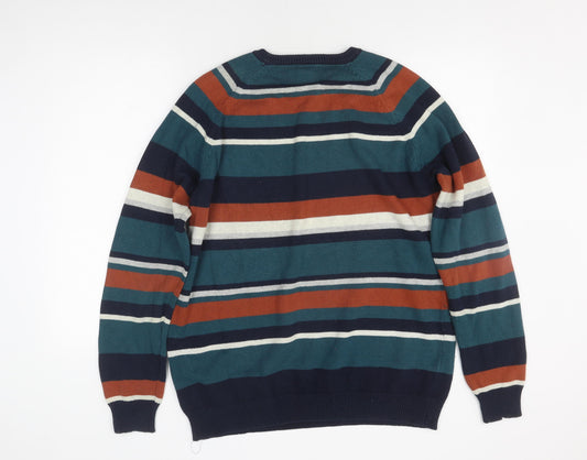 Cotton Traders Men's Multicoloured Large Striped Pullover