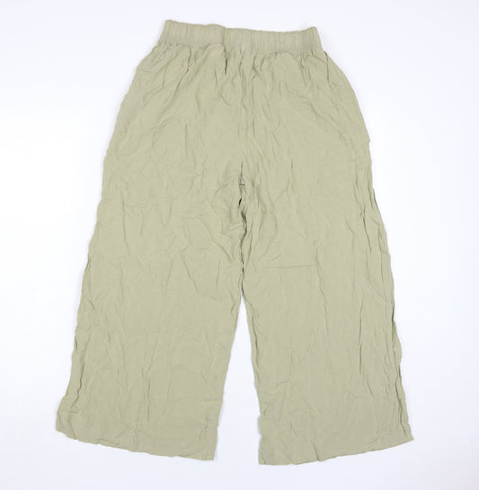 H&M Women's Beige Wide-Leg Viscose Trousers M