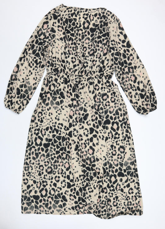 Boohoo Women's Animal Print Wrap Dress - Size 20