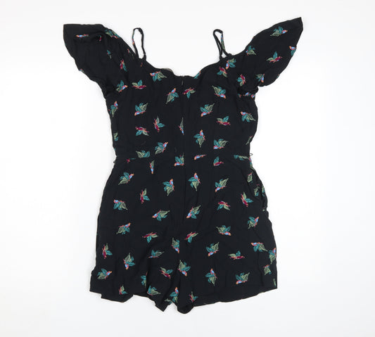 Oasis Black Floral Women's UK 10 Playsuit