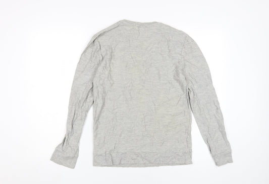 TOPMAN Men's Grey Graphic Long Sleeve T-Shirt - Size S