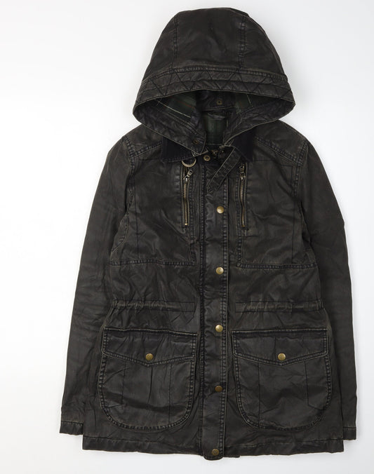 Womens UK Size 8 Topshop Black Parka Coat