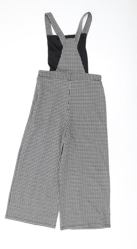 New Look Women's Black Houndstooth Dungaree Size 8