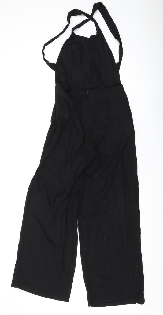 Nasty Gal Women's Black Wide-Leg Jumpsuit Size 8