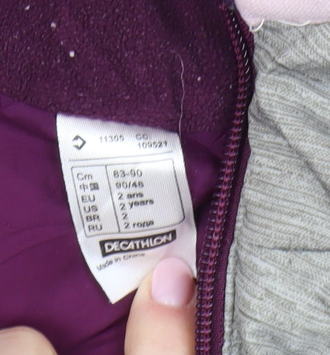 Decathlon Girls Grey Pink Puffer Jacket 2-3 Years