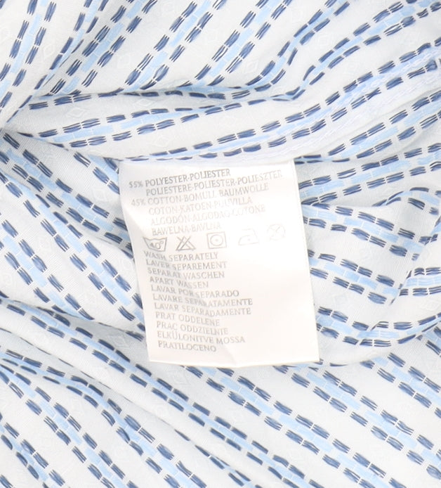 Refined Men's White Blue Geometric Shirt S