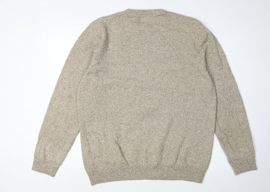 Atlantic Bay Men's Beige Pullover Jumper, L, Crew Neck