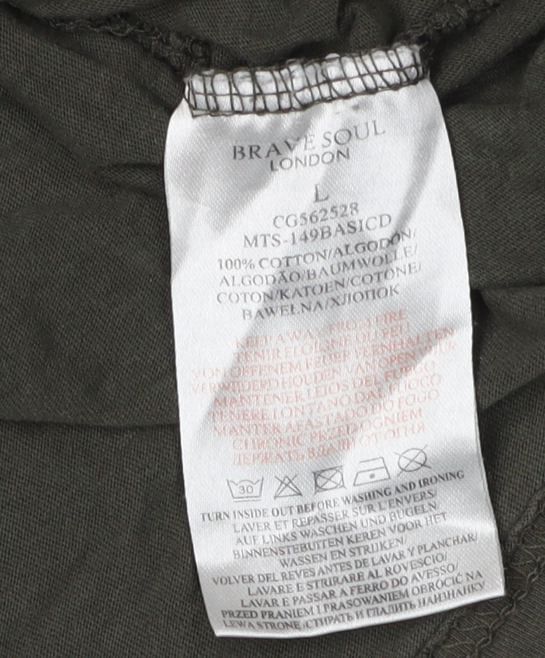 Mens UK Size L Brave Soul Green T-Shirt