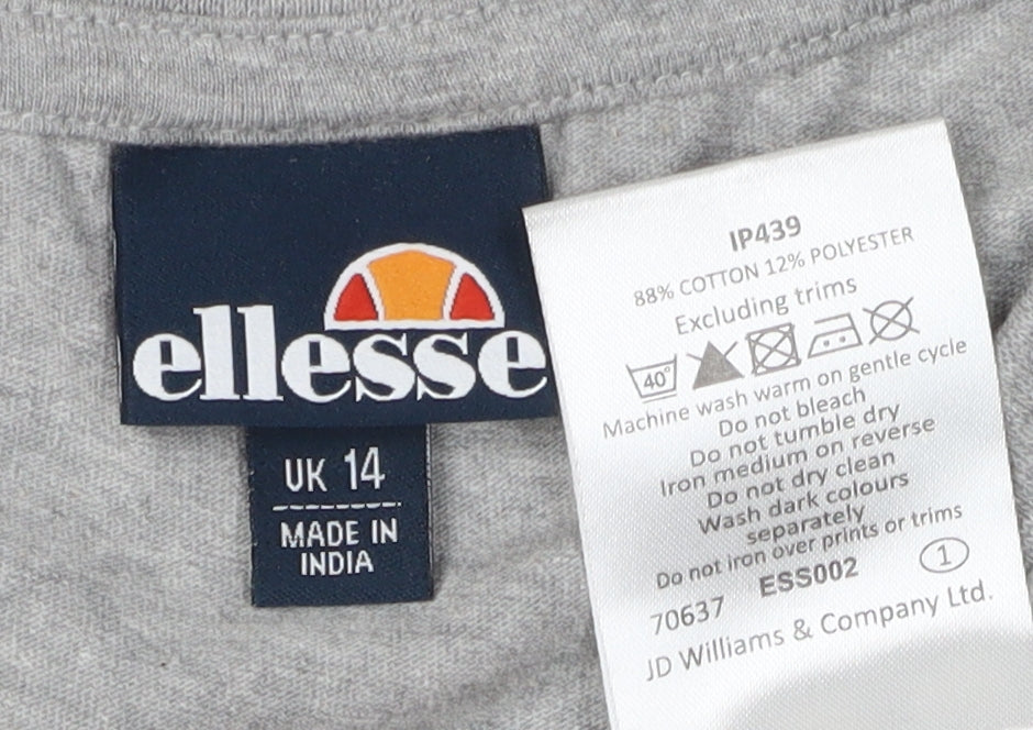 Womens UK Size 14 ellesse Grey Basic T-Shirt